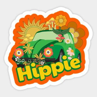 HAPPY HIPPIE LIFE STYLE COLORFUL HIPPIE CAR FLOWER POWER Sticker